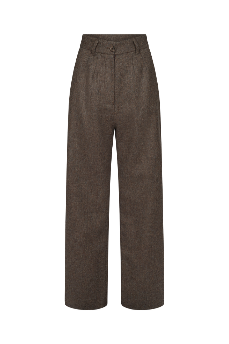 Diana Tweed Trousers - Mocha Herringbone