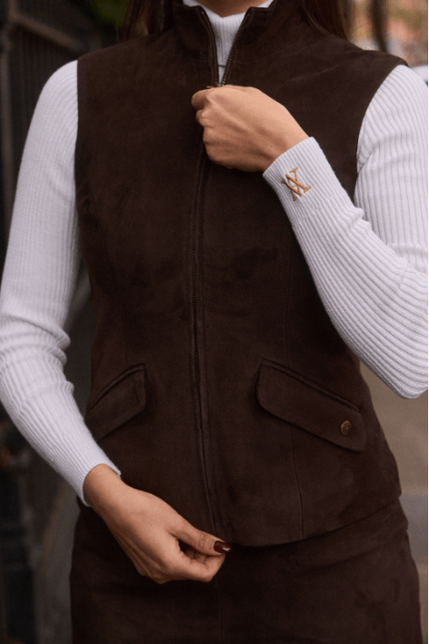 Windsor Gilet - Chocolate Suede