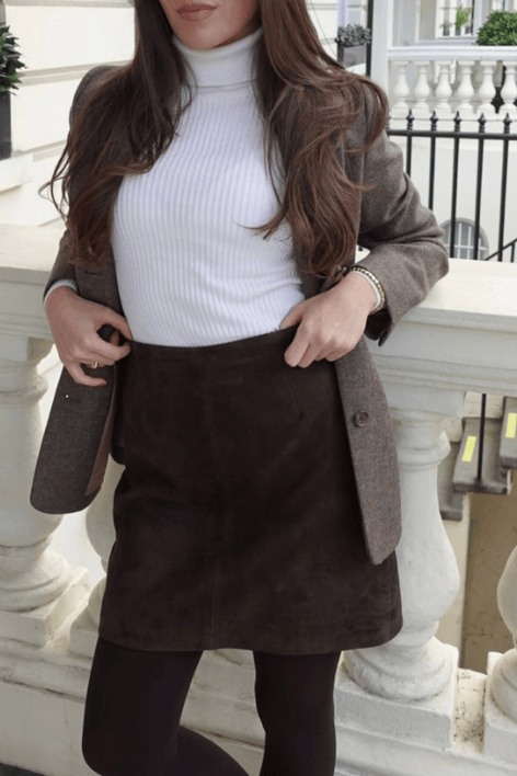 Alexandra Skirt - Chocolate Suede