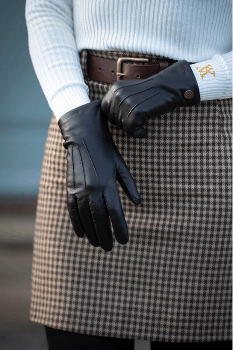 Fleece-Lined Leather Gloves - Chocolate